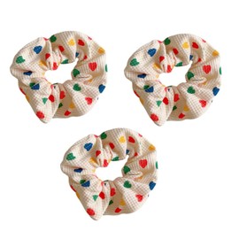 BinaryABC Love Heart Hair Scrunchies Hair Bands Hair Ties Ropes,3Pcs