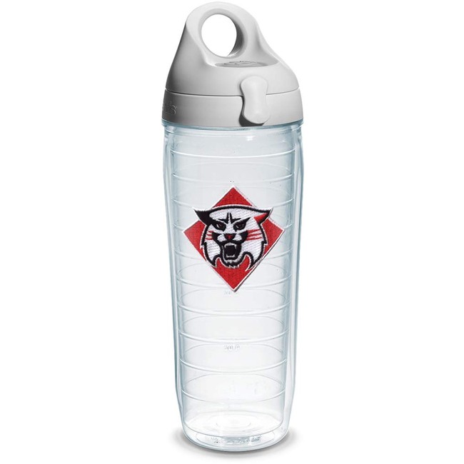 Tervis Davidson College Emblem Individual Water Bottle with Gray lid, 24 oz, Clear