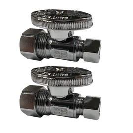 EZ-Fluid 1/2" Nominal Comp (5/8"OD Comp) x 3/8" OD Comp 1/4Quarter Turn Handle Chrome Brass Straight Stop Valve Water Shut Off Ball Valve For Water Pipes LF,For Faucet,Toilet Valve (2 Pc)