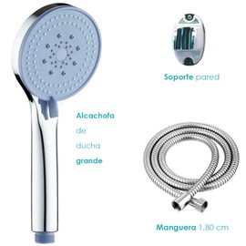 Shower Head with Hose and Bracket, Shower Head with Hose 180 cm, Large Shower Head with 10 cm, Shower Handle with 5 Water Jet Modes for Massage and Saving (Model 1)