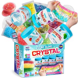35.16 FL OZ Clear Slime for Kids 6-12, FunKidz 4 Pack Huge 1040 ML Glassy Slime Pack Toy Premade Water Crystal Slime Kit for Girls Boys Party Gift