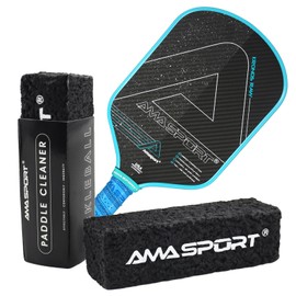 AMA SPORT Pickleball Paddle Eraser Carbon Fiber Pickle Ball Racket Cleaner Pickleball Accessories for Removing Ball Residue & Dirt, Restores Grip & Spin (Rectangle Black)