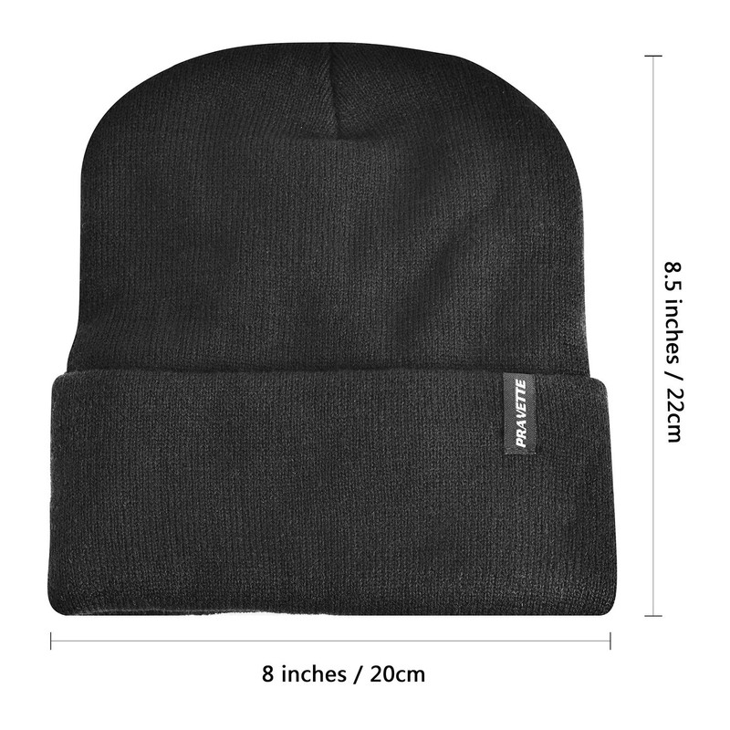 PRAVETTE Winter Beanie Hat with Warm Lining - Unisex Knit