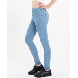 ZENTHACE Women's Stretch Pull On Denim Leggings Skinny Jeans Washed Denim Jeggings, Light Wash, 6