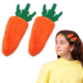 HIFANMM Easter Hair Clips for Girls, 2pcs Carrot Hair Accessories Cute Cartoon Baby Hair Alligator Barrettes Orange Carrot Hairpins Toddlers Kids for Party Princess Cosplay Decoration