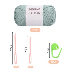 RANJIMA Sea Green Yarn, Pack of 4 Simple Yarn, Crochet Yarn for Beginners, Highly Visible Stitch Yarn for Crochet with Crochet Accessories, Cotton Nylon Yarn for Clothes, Blankets, Bags, Sweaters