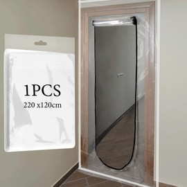 Les-Theresa Temporary Door Dust Sheet Protector with Zip Protective Door Covering 1.2X2.2M U Shape Dust Proof Door Cover, Dust Barrier Zip Plastic Dust Sheets for Decorating Easy Installation (1pcs)