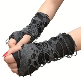 JYTDBCS Fingerless Gloves Punk Armcuffs Gothic Ripped Accessory