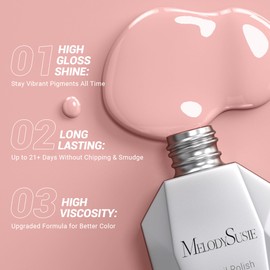 MelodySusie Thick Pink Gel Nail Polish,0.5fl oz Baby Pink Nails Soak Off UV LED Light Nude Pink Gel Polish Christmas Gift for Women Nail Art Manicure Salon DIY Nail Design Decoration at Home-107