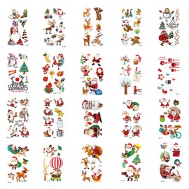 WENRENMK Pack of 20 Children's Christmas Tattoos, Waterproof Children's Tattoos, Temporary Tattoos, Children, Christmas, Suitable for Children's Christmas Decoration, Children's Christmas Gifts