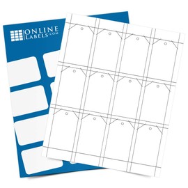 Printable Tags - 1.75 x 3 - Cardstock - Pack of 1,200, 100 Sheets - Inkjet/Laser Printer - Online Labels
