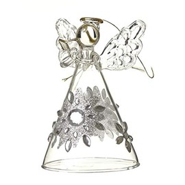 Heaven Sends Glass Christmas Angel With Flower Skirt (8cm)