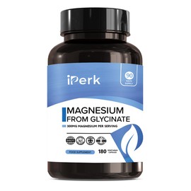 iperk Magnesium Glycinate Capsules Provide 300 mg of Pure Elemental Magnesium Per Serving 180 Vegan Caps