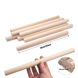 NANXJIUR 3/4 x 12 inch Wooden Dowel Rods Round Wood Dowels, 8 PCS Wooden Dowel Dods for Craft and Natural Macrame Dowel, Unfinished Hardwood Sticks for Arts and DIYers and Wedding Ribbon Wands