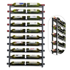 FLstudio Wall Mount Wine Rack: Wall Mounted Wine Holder for 20 Wine Bottles Display - Black Metal Wine Storage Organizer,3.4ft