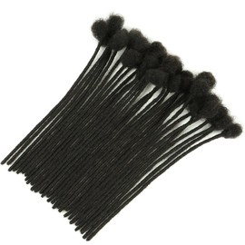 Dreadlock Extension Human Hair 8inch 0.6cm Width 100% Permanent Huamn Hair Loc Extension Can Be Dyed Bleached Curled Handmade draedlocks for Men Women (Natural Black/0.4 cm, 6 Inch/10 Strands)