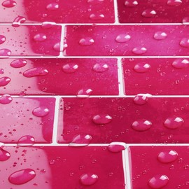 Livelynine 16-pcs Peel and Stick Subway Tile Backsplash for Kitchen Wall 12x12 Dark Pink Peel and Stick Tile for Bathroom Shower Walls Self Adhesive Back Splash Tiles Sticker Removable Back Splashes