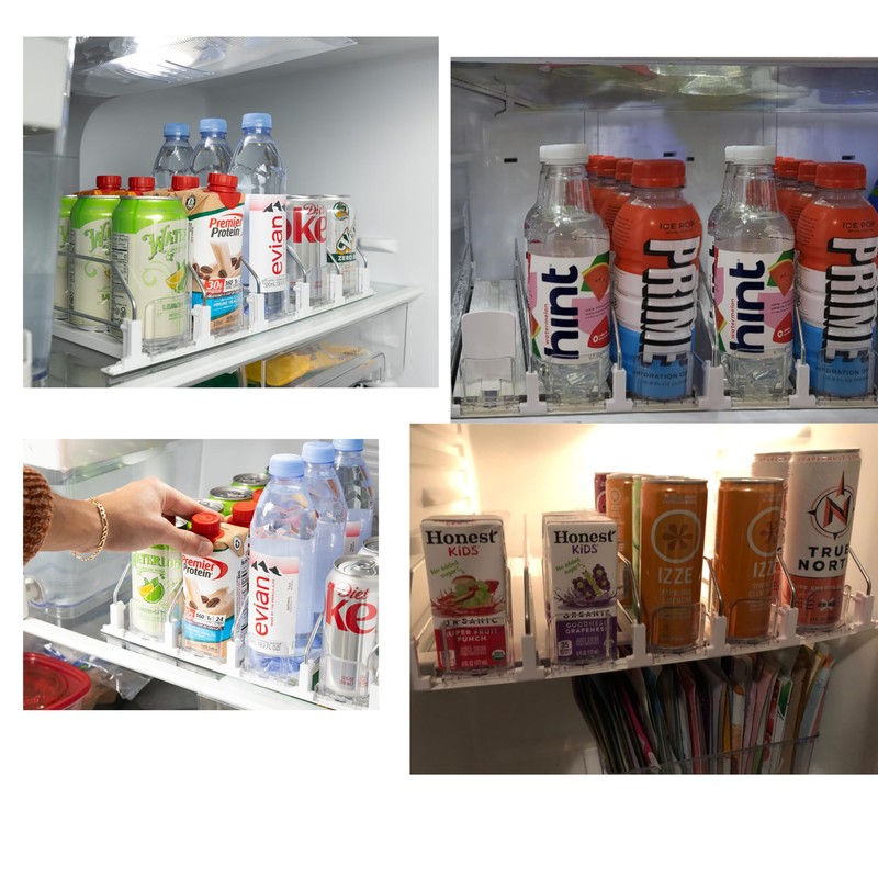 Drink Organizer for Fridge-White Automatic Pusher Glide,12oz 16oz 20oz-Soda Dispenser
