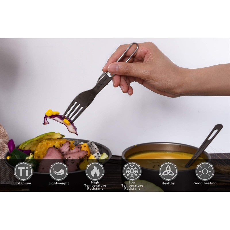 Boundless Voyage Folding Flaware Ultralight Titanium Cutlery Portable Spoon Fork