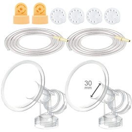 Maymom MyFit Breast Pump Kit for Medela Pump in Style Pumps; 2 One-piece Breastshields (Extra Large, 30 mm), 2 Valves, 4 Membranes, & 2 Tubes for Pump-in-Style Advanced Sold After July 2006; Replace Medela PersonalFit 30 mm Breastshield & Personal Fit Co