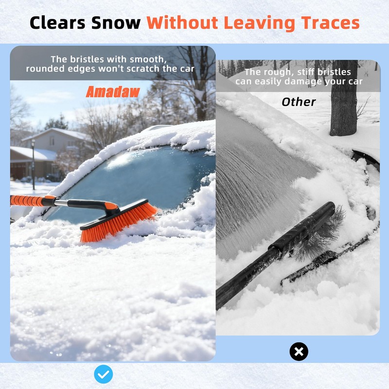 AMADAW 45" Extendable Snow Brush and Ice Scrapers for Car