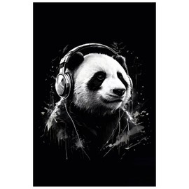 VMXWLL - Póster divertido con diseño de panda en color negro y blanco para decoración de pared, póster de lona y arte para la habitación de los niños, sin marco, 12 x 18 pulgadas