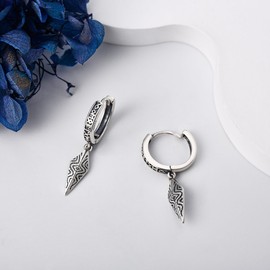 Lace Earrings S925 Sterling Silver Viking Sword Cross Stud Earrings Spike Huggie Earrings Norse Viking Jewellery for Women Men, Sterling Silver, No Gemstone