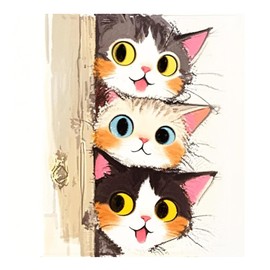 51buyoutgo 11CT Stamped Cross Stitch Kits for Adults - 12x12 in Embroidery Kit with Funny Easy Washable Cute Cat Pattern, Pre Printed Fabric, Fit for DIY Home Decor, Mom Gifts & Stress Relief