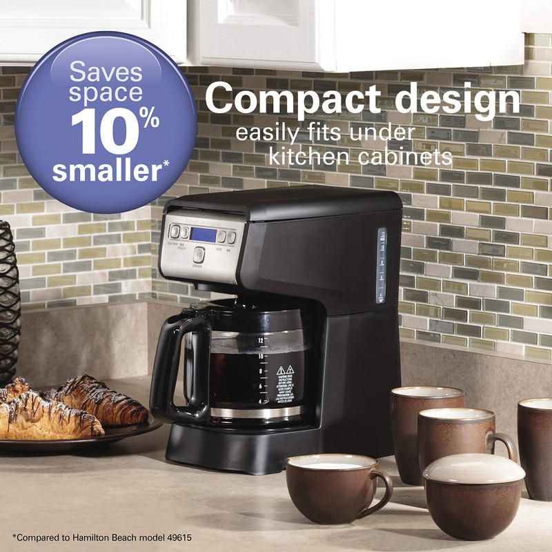 Hamiton Beach 12 Cup Compact Programmable Drip Coffee Maker with