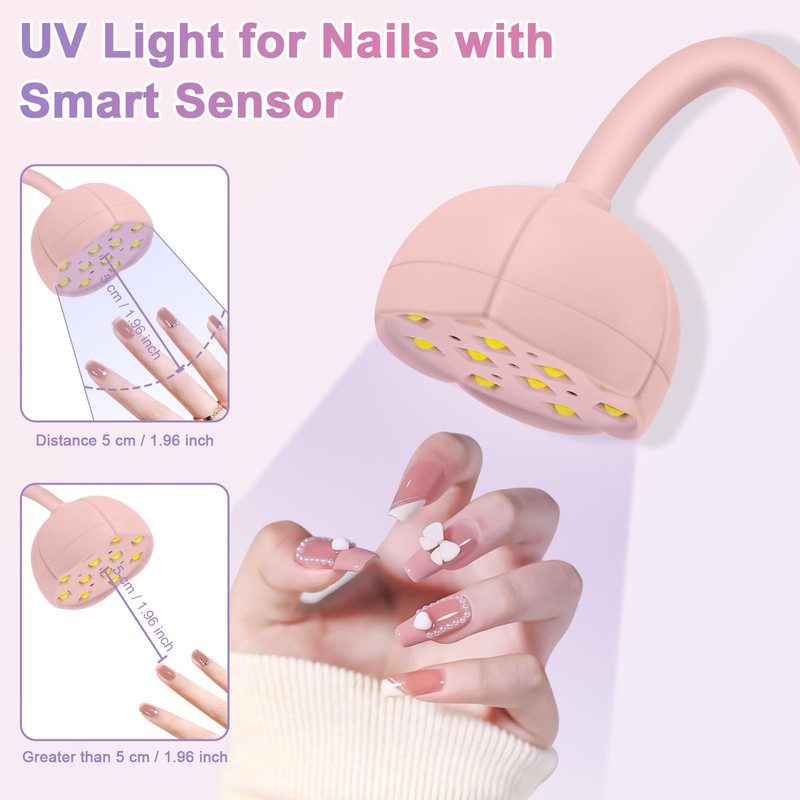 ANRUI Mini UV Lampe für Nägel mit Smart Auto-Sensor, Rosa