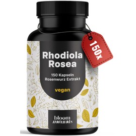 Rhodiola Rosea Capsules High Dose - 150 Capsules - 500 mg from 10:1 Extract per Capsule - Rose Root Capsules High Dose - Rose Root Rhadiola Rosea - Vegan and Produced in Germany - Laboratory Tested