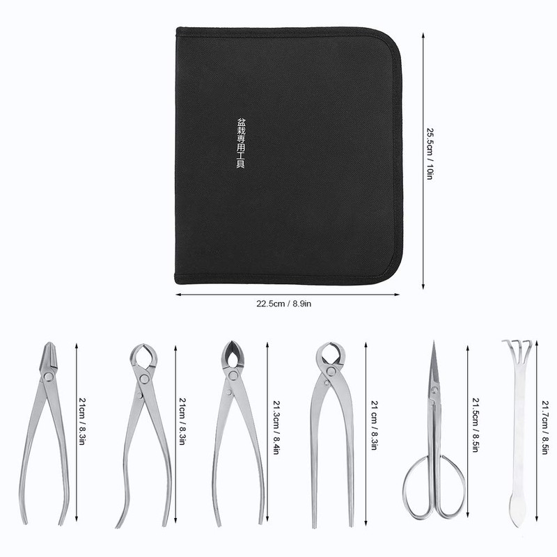 Bonsai Tools Set, 6pcs Stainless Steel Bonsai Garden Plant Tree