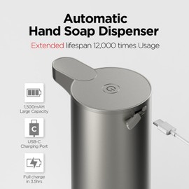mooas Automatic Foaming Soap Dispenser- Pure and Clean Touchless Hand Soap Dispenser, Stainless Steel USB Rechargeable, Hands Free Dish Soap Dispenser for Kitchen Bathroom Commercial 9.4oz (White)