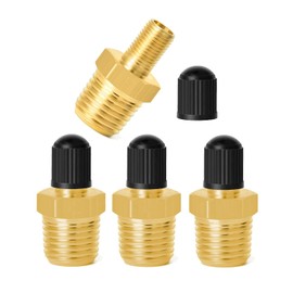 Yuentoen 1/4" NPT Tank Valve,4pcs Car Brass Air Compressor Tank Fill Valve,Anti-Corrosion Standard Valves Core with 1/4''NPT Male Threads Tank Valve & Caps