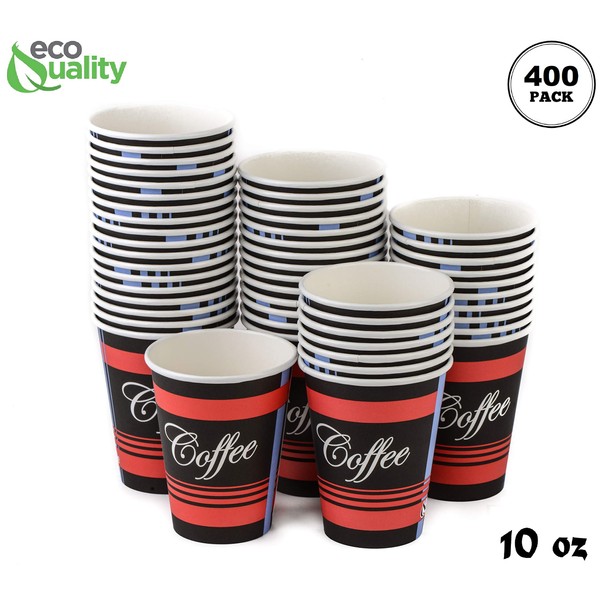 [400 Pack] 10oz Disposable Paper Coffee Cups For Hot, Cold