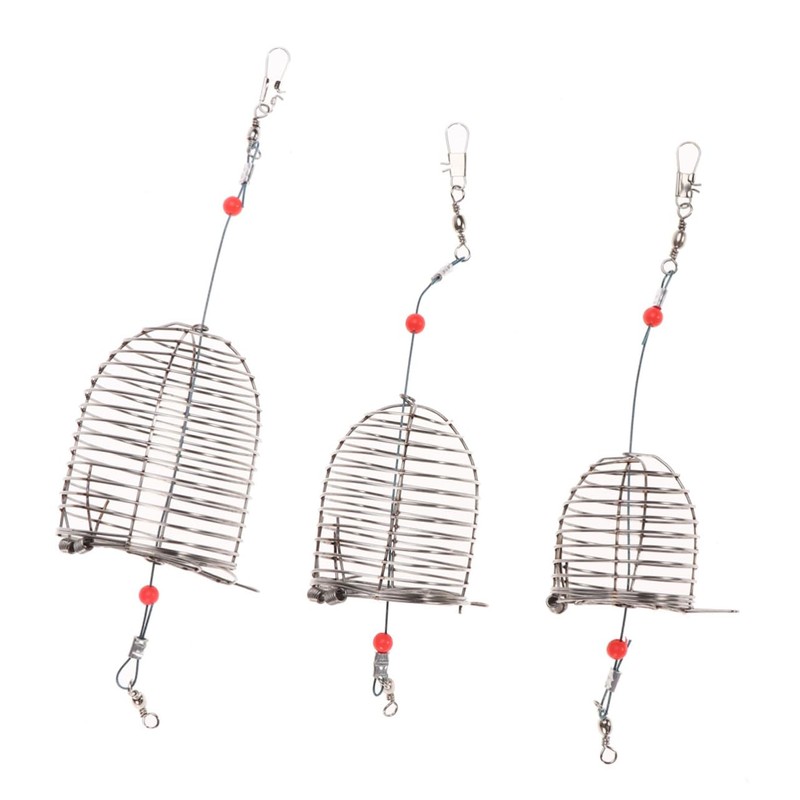Kisangel 2sets Stainless Steel Lure Cage Bait Trap Fishing Trap