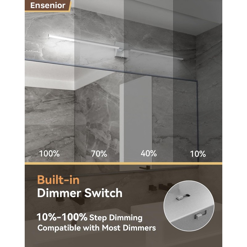 Ensenior Modern Bathroom Vanity Light 48 Inch, Built-in Dimmer, 28W