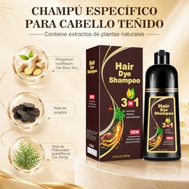 Champú Instant Hair Color para Cabello,hair dye shampoo, Champú Tinte Instantáneo 3 En 1 Fórmula Suave Que contiene Ingredientes Naturales,shampoo tin
