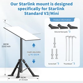 Starlink Gen 3/ Starlink Mini Tripod Stand with Pipe Adapter, Outdoor Portable Starlink Mounting Kit for Camping and RV Travel
