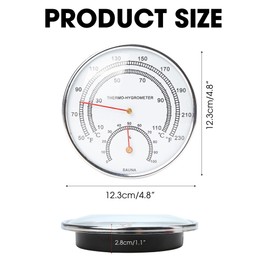 Steam Room Thermometer, Sauna Fahrenheit Temperature Gauge And Hygrometer Measure, 2in1 Dial Digital Hygrothermograph Humidity Thermostat Tool Accessories for Infrared Saunas Indoor Family Hotel, 4.8"