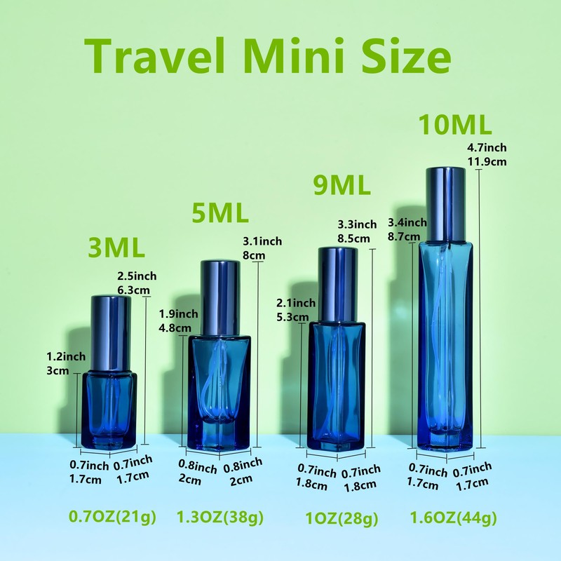 Yikimyfo Glass Refillable Perfume Bottle, 3 Pcs 9ML/0.3oz Travel Perfume