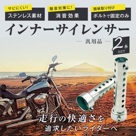 Crown Doris Universal Motorcycle Inner Silencer, Set of 2, Silencer for Mufflers, Silent, 1.4 inches (35 mm), Silver