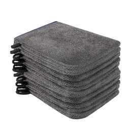 10 Pack Microfiber Body Wash Mitts Cleaning Wipe, 6×8 Inch Super Absorbent & Soft Face Mitten, Coral Fleece Body Cleansing Bath Spa Cloth, Reusable Makeup Remover Mitt Gloves (Grey)