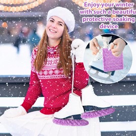 TUYUU Ice Skate Guards,Fuzzy Skate Guards for Hockey Skates Figure Skates Ice Skates.Ice Skate Blade Covers for Toddler Kids Youth Adults Men Women Boys Girls.Skate Soakers (Purple#B, S)