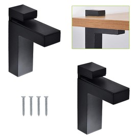 UFURMATE Glass Clamp 2 Pack Black Adjustable Wood/Glass Shelf Brackets Wall Mounted Glass Holder Support Solid Metal Floating Glass Clamps, Fits 5-30mm Thick Shelves (L)