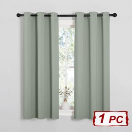 PONY DANCE Blackout Thermal Insulated Curtain for Bedroom, 34 x 54 Inch Eyelet Black Out Curtain & Drape for Kitchen, Living Room Window, 1 Panel, Sage Green
