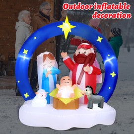 Glimin 6 ft Christmas Nativity Scene Decoration Centerpiece for Garden, Yard, Lawn and Home - Rustic Xmas Decor