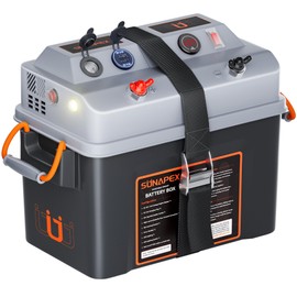 SUNAPEX Smart Battery Box 12V/24V Power Center - Multi Ports & Circuit Breaker for Trolling Motor, Marine,RV & Solar Panel (No Battery)