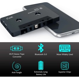 Elook Bluetooth Cassette Adapter For Vintage Car Sound System Black