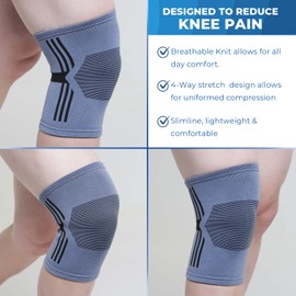 Kedley Knee Support Sleeve | Premium Elasticated Compression Support Band | Aiding Rehabilitation, Joint Pain, Knee Swelling & Arthritis | Ideal for Sports, Exercise, Gardening & Everyday Use (Large)